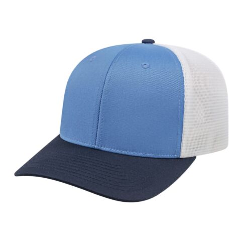 Cap America Premium Trucker Mesh Back Cap Faded Blue-Navy-White
