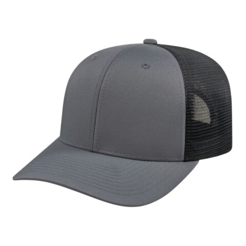 Cap America Premium Trucker Mesh Back Cap Gray-Black | Embroidery | - Across Left Side Seam | 4.00 Inches × 1.50 Inches