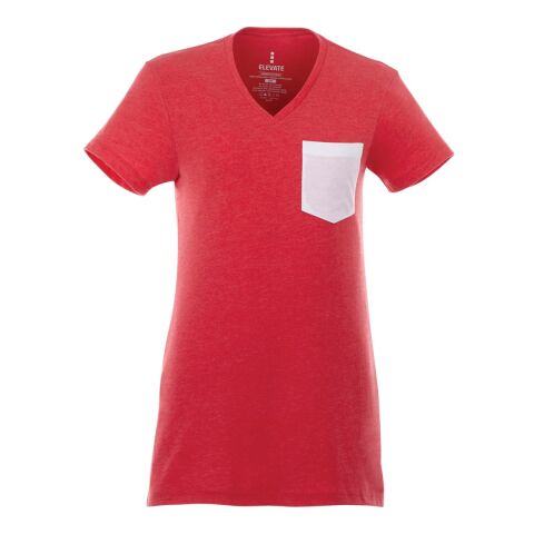 Women's MONROE Short Sleeve Pocket Tee Team Red Heather-White | 2XL | No Imprint | not available | not available