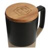 Tahoe Tea & Coffee Ceramic Mug with Wood Lid 16oz Black | No Imprint