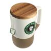 Tahoe Tea & Coffee Ceramic Mug with Wood Lid 16oz Black