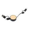 FSC® 100% Bamboo Retractable 5-in-1 Charging Cable Black | No Imprint | not available