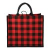 Buffalo Plaid Printed Jute Tote Red with Black | No Imprint | not available | not available