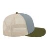 Cap America Poly/Cotton Trucker Mesh Back Cap Heather Olive-Loden-Stone | Embroidery | - Across Front Panels | 5.50 Inches × 2.50 Inches