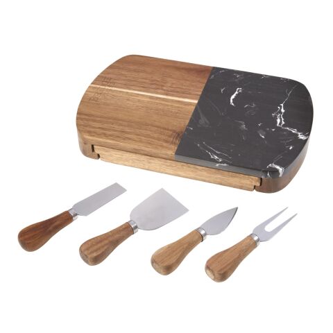 Black Marble Cheese Board Set with Knives Standard | Natural | No Imprint | not available | not available