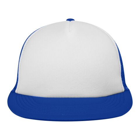 FLAT BILL TRUCKER CAP White Royal Blue | No Imprint | not available | not available
