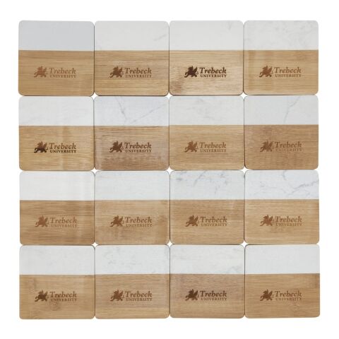 Marble and Bamboo Coaster Set Standard | Natural-White | No Imprint | not available | not available
