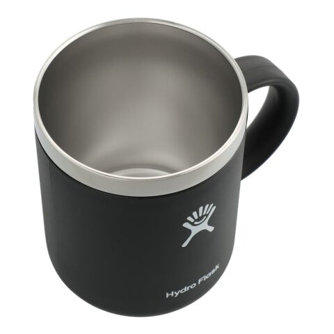 Hydro Flask® Coffee Mug 12oz Standard | Black | 1 color Screen Print | Handle Left, opposite Hydro Flask, - Center of art 2" down from lip | 2.00 Inches × 1.75 Inches