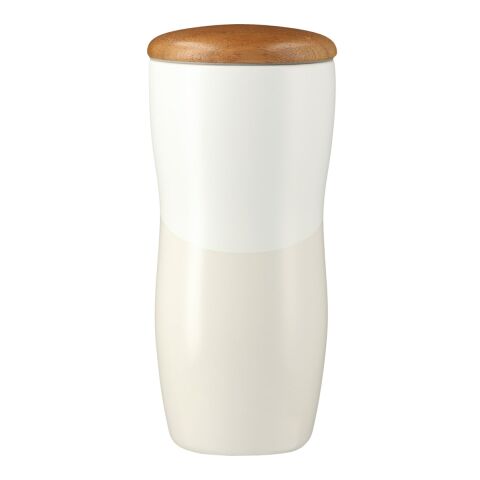 Reno Double Wall Ceramic Tumbler w/Wood Lid 10oz Standard | White | No Imprint | not available | not available