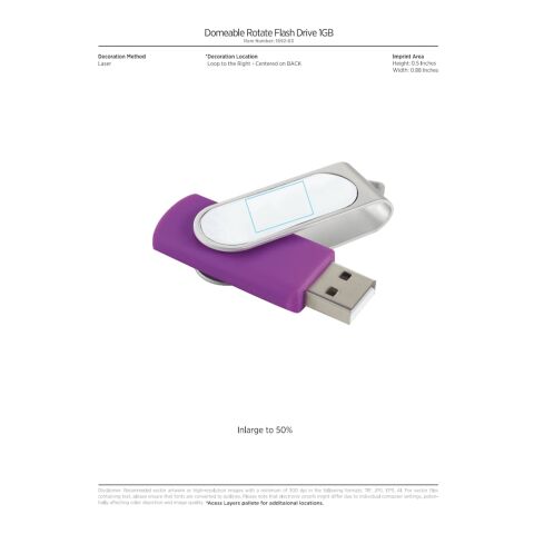 Domeable Rotate Flash Drive 1GB Standard | Purple | No Imprint | not available | not available