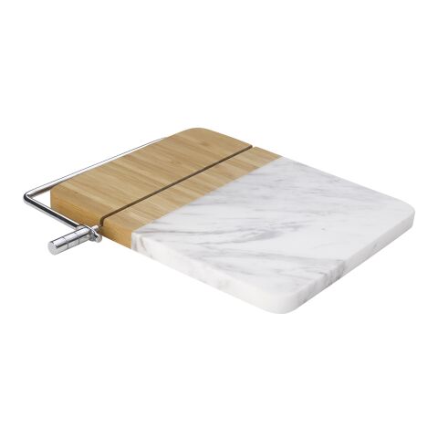 Marble and Bamboo Cheese Cutting Board With Slicer White Marble | No Imprint