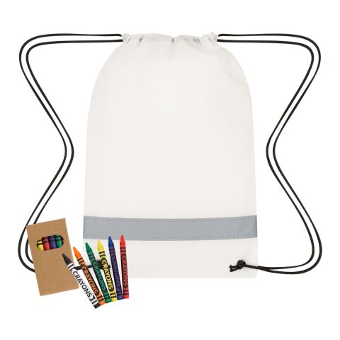 Lil&#039; Bit Reflective Coloring Drawstring Bag With Crayons White | No Imprint | not available | not available