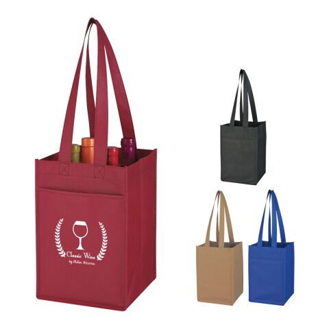 Non-Woven 4 Bottle Wine Tote Bag Black | No Imprint | not available | not available