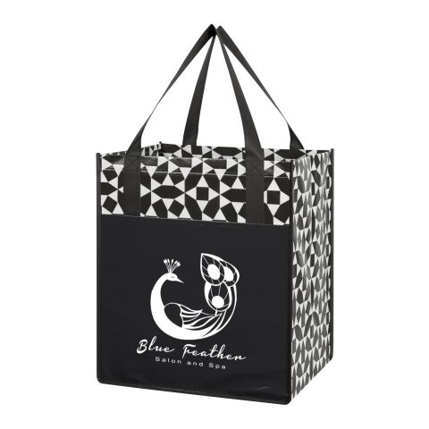 Non-Woven Geometric Shopping Tote Bag Black | No Imprint | not available | not available
