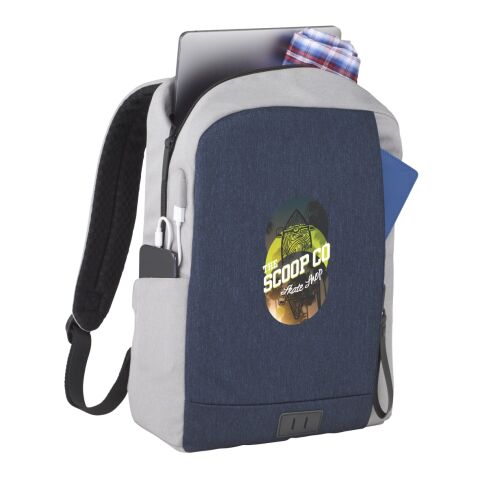 NBN Whitby Slim 15&quot; Computer Backpack w/ USB Port Navy Blue-Gray | No Imprint | not available | not available