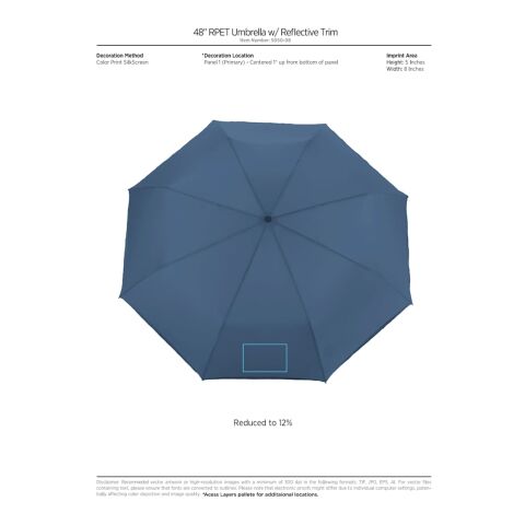 48&quot; RPET Umbrella w/ Reflective Trim Royal Blue | No Imprint | not available | not available