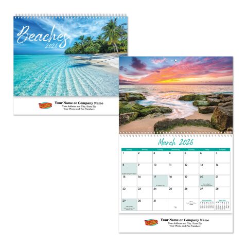 Full Color Beaches Spiral Wall Calendar White