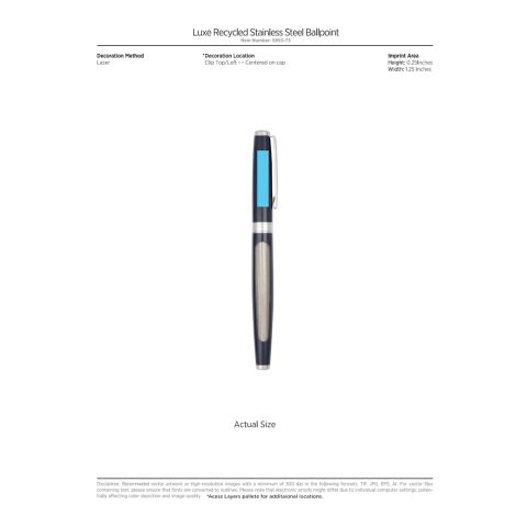 Luxe Recycled Stainless Steel Ballpoint Standard | Navy | No Imprint | not available | not available
