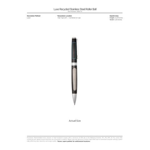 Luxe Recycled Stainless Steel Roller Ball Standard | Silver | No Imprint | not available | not available