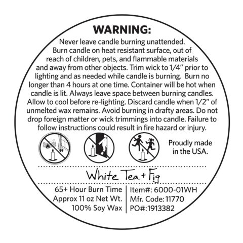 White Tea and Fig 11 oz Glass Jar Candle White | No Imprint | not available | not available