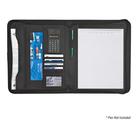 Pebble Grain Zippered Portfolio With Calculator Black | No Imprint | not available | not available