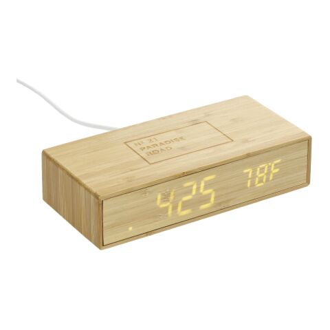 Bamboo Wireless Charging Desk Clock Standard | Natural | No Imprint | not available | not available