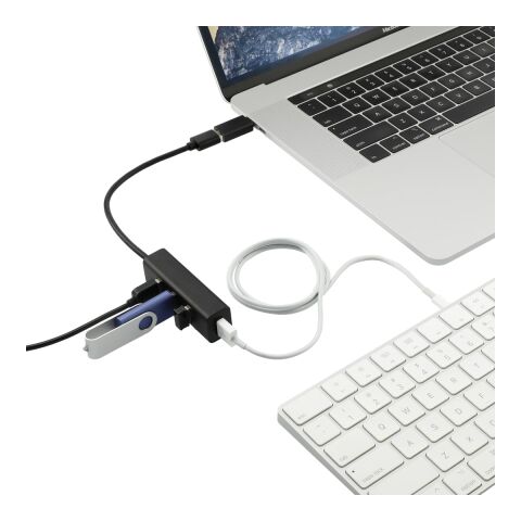 Aluminum 4-Port USB 3.0 Hub with Type C Adapter Black | No Imprint | not available | not available