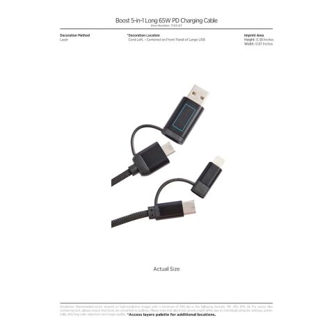 Boost 5-in-1 Long 65W PD Charging Cable Black | No Imprint | not available | not available