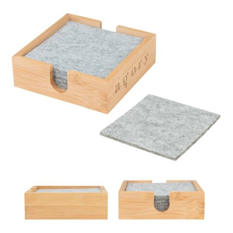 Bamboo &amp; Recycled Felt Coaster Set Cream | No Imprint
