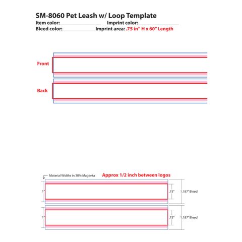 Full Color 1&quot; Wide Premium Pet Leash White | No Imprint | not available | not available