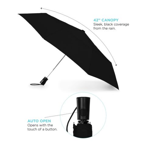 42" totes® 3 Section Auto Open Umbrella Black
