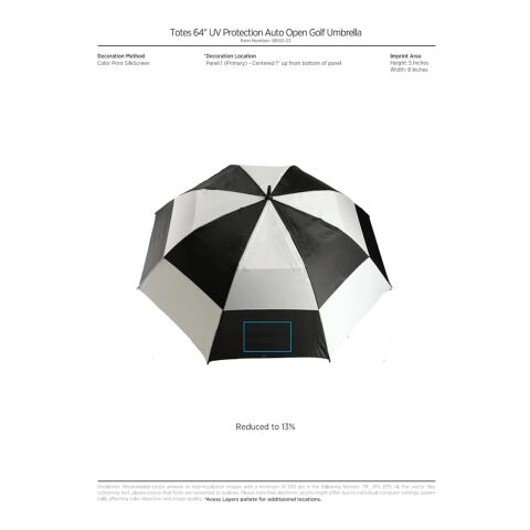 Totes 64&quot; UV Protection Auto Open Golf Umbrella Navy Blue-White | No Imprint | not available | not available