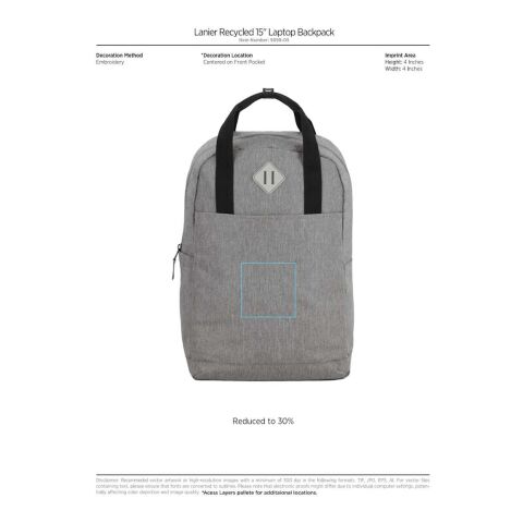 Lanier Recycled 15&quot; Laptop Backpack Gray | No Imprint | not available | not available