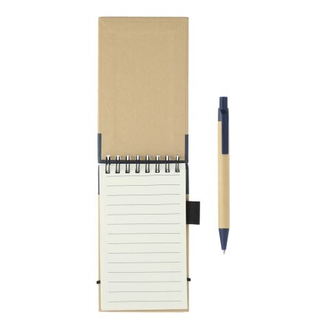 5&quot; x 4&quot; Recycled Spiral Jotter with Pen Natural-Blue Trim | No Imprint | not available | not available