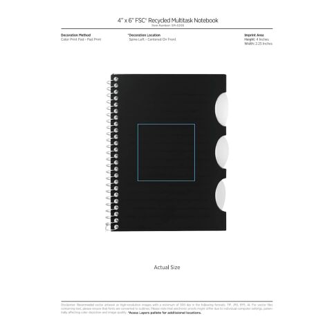4” x 6” FSC® Recycled Multitask Notebook Black | No Imprint | not available | not available