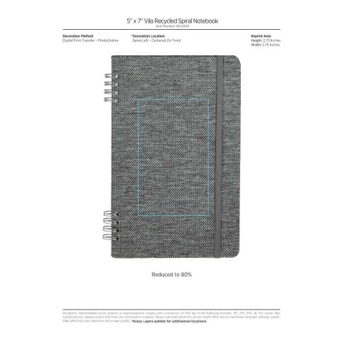 5” x 7” Vila Spiral Notebook Graphite | No Imprint | not available | not available