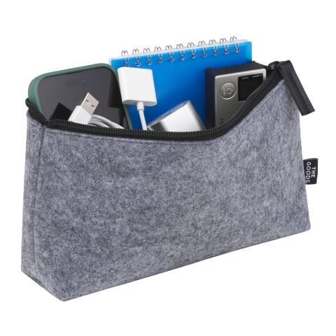 Recycled Felt Zippered Pouch Charcoal | No Imprint | not available | not available