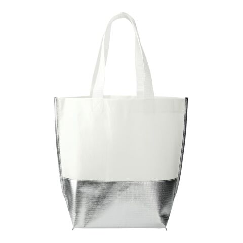 Large Laminated Metallic Bottom Tote White-Silver | No Imprint | not available | not available