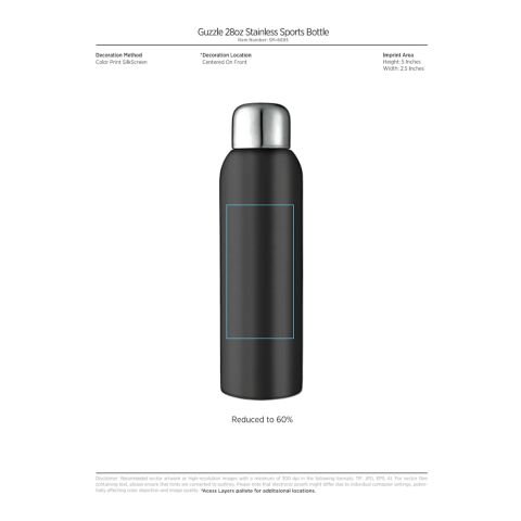 Guzzle 28oz Stainless Sports Bottle Black | No Imprint | not available | not available