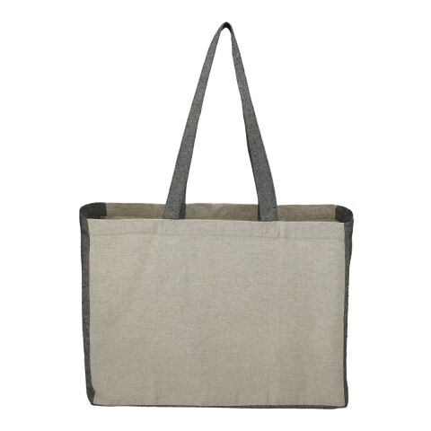 Recycled Cotton Contrast Side Shopper Tote Standard | Natural-Black | No Imprint | not available | not available