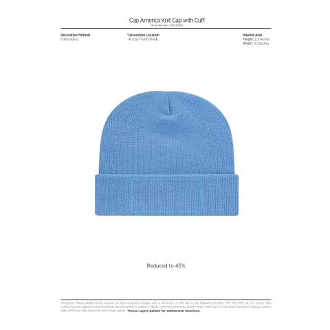 Cap America Knit Cap with Cuff Teal | No Imprint | not available | not available