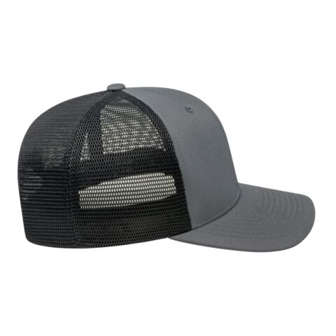 Cap America Premium Trucker Mesh Back Cap Gray-Black | Embroidery | - Across Left Side Seam | 4.00 Inches × 1.50 Inches