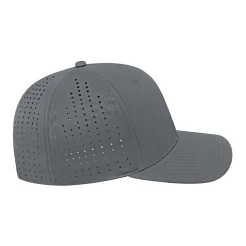 Cap America Perforated Performance Snap Back Cap Graphite | Embroidery | - Across Left Side Seam | 4.00 Inches × 1.50 Inches