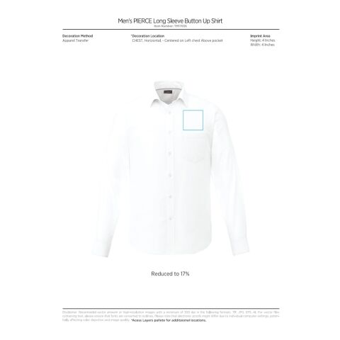 Men&#039;s PIERCE Long Sleeve Shirt Standard | White | S | No Imprint | not available | not available