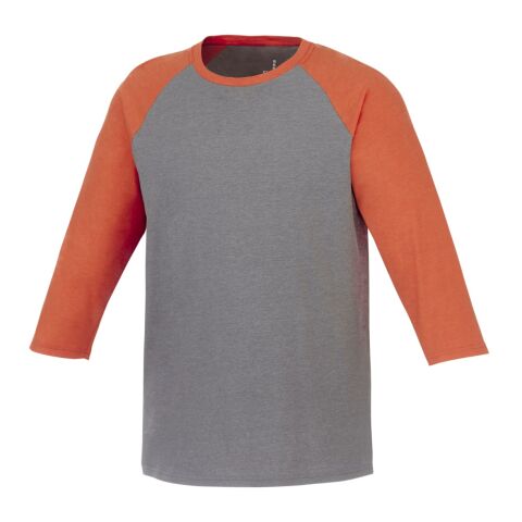 Men's DAKOTA Three Quarter Tee Orange Heather-Medium Heather Grey | L