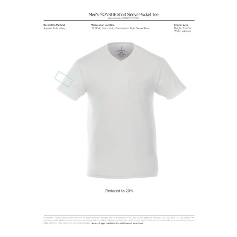 Men&#039;s MONROE Short Sleeve Pocket Tee White-White | XL | No Imprint | not available | not available
