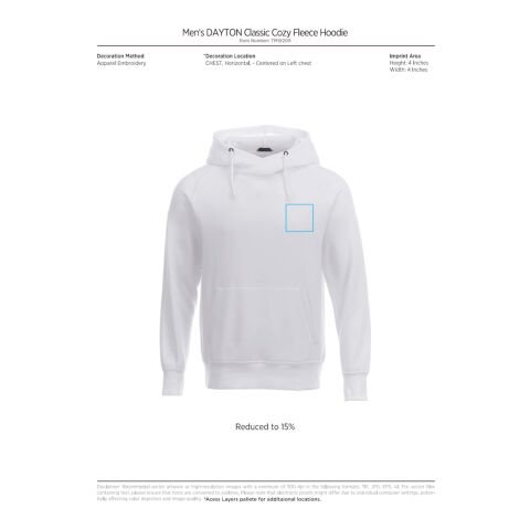 Men&#039;s DAYTON Fleece Hoody Standard | Navy | M | 1-color Apparel Digital Transfer | SLEEVE, Vertical, - Centered on Right sleeve Forearm | 2.50 Inches × 7.00 Inches