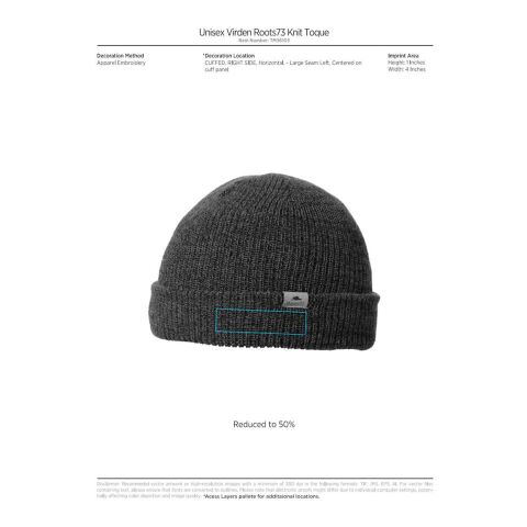 Unisex Virden Roots73 Knit Toque Standard | Black | OSFA | No Imprint | not available | not available