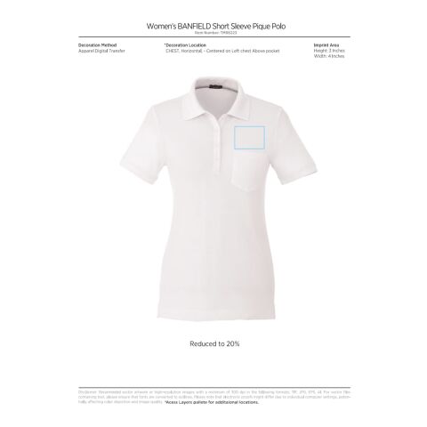 Womens BANFIELD Short Sleeve Polo Standard | White | 2XL | No Imprint | not available | not available