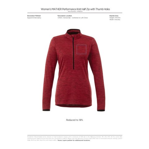 Women&#039;s MATHER Knit Half Zip Standard | Red | XS | No Imprint | not available | not available